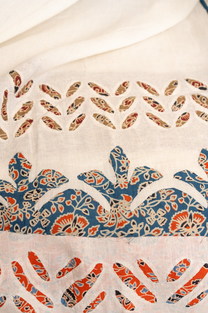 OMVAI Vishal Chakra Hastkala Dupatta with applique and Hand work - Blue Multi