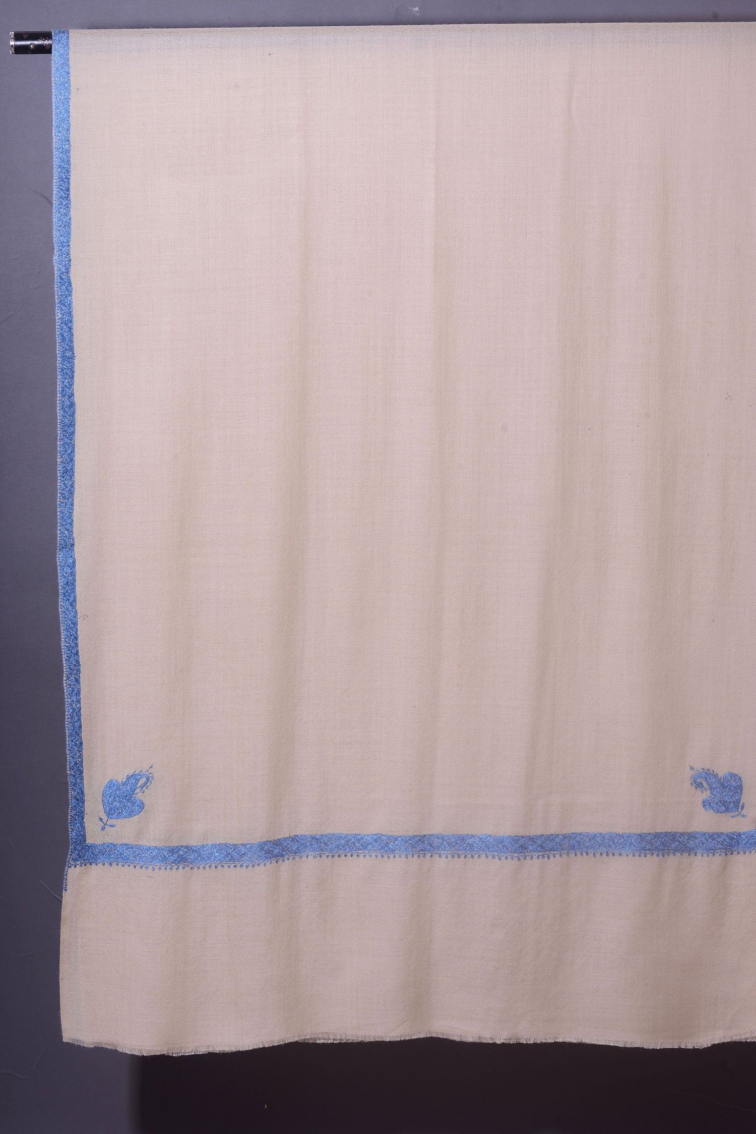 PALLA BUTI Magnificent Hand Embroidered Stole - Ivory Blue