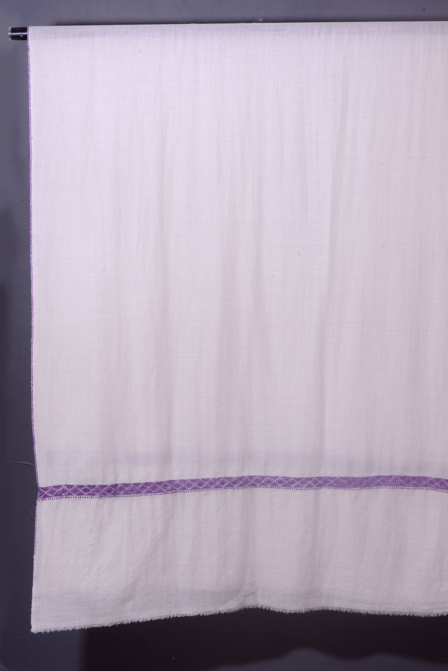 PALLA BORDER Gracious Hand Embroidered Stole - Pearl white Blue