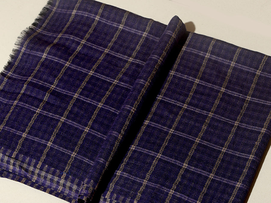 Purple Stylish Checks Patterned Pashmina Stole - Purple