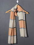 Bold Checks Patterned Pashmina Stole - Peach with White