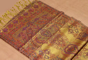OMVAI Ornamental Paisley Premium Woven Silk Stole - Ochre Yellow