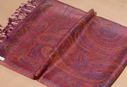 OMVAI Ornamental Paisley Premium Woven Silk Stole - Flamingo Pink