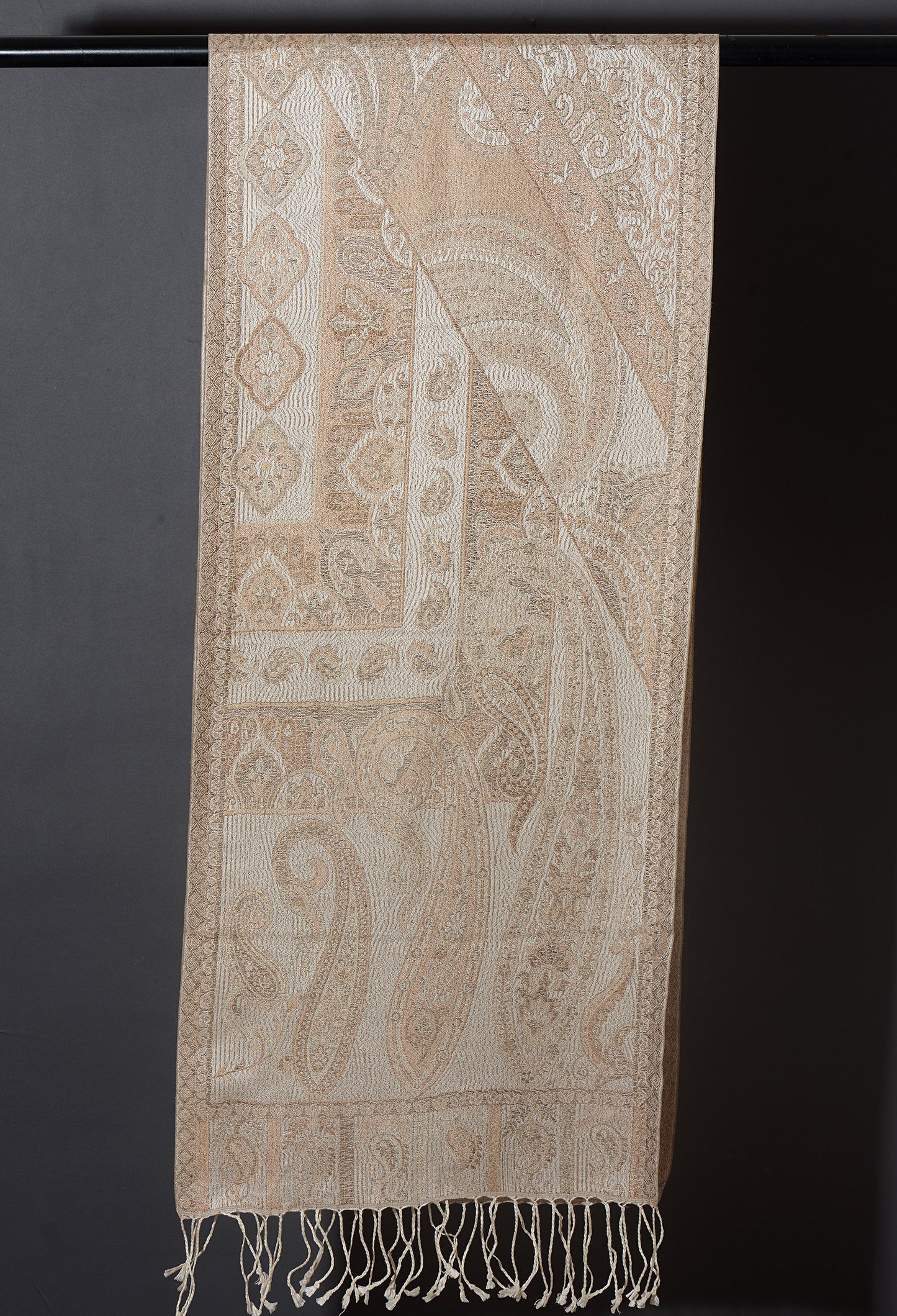 OMVAI Victorian Paisley Premium Woven Silk Stole - Nude Gold
