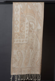 OMVAI Victorian Paisley Premium Woven Silk Stole - Nude Gold