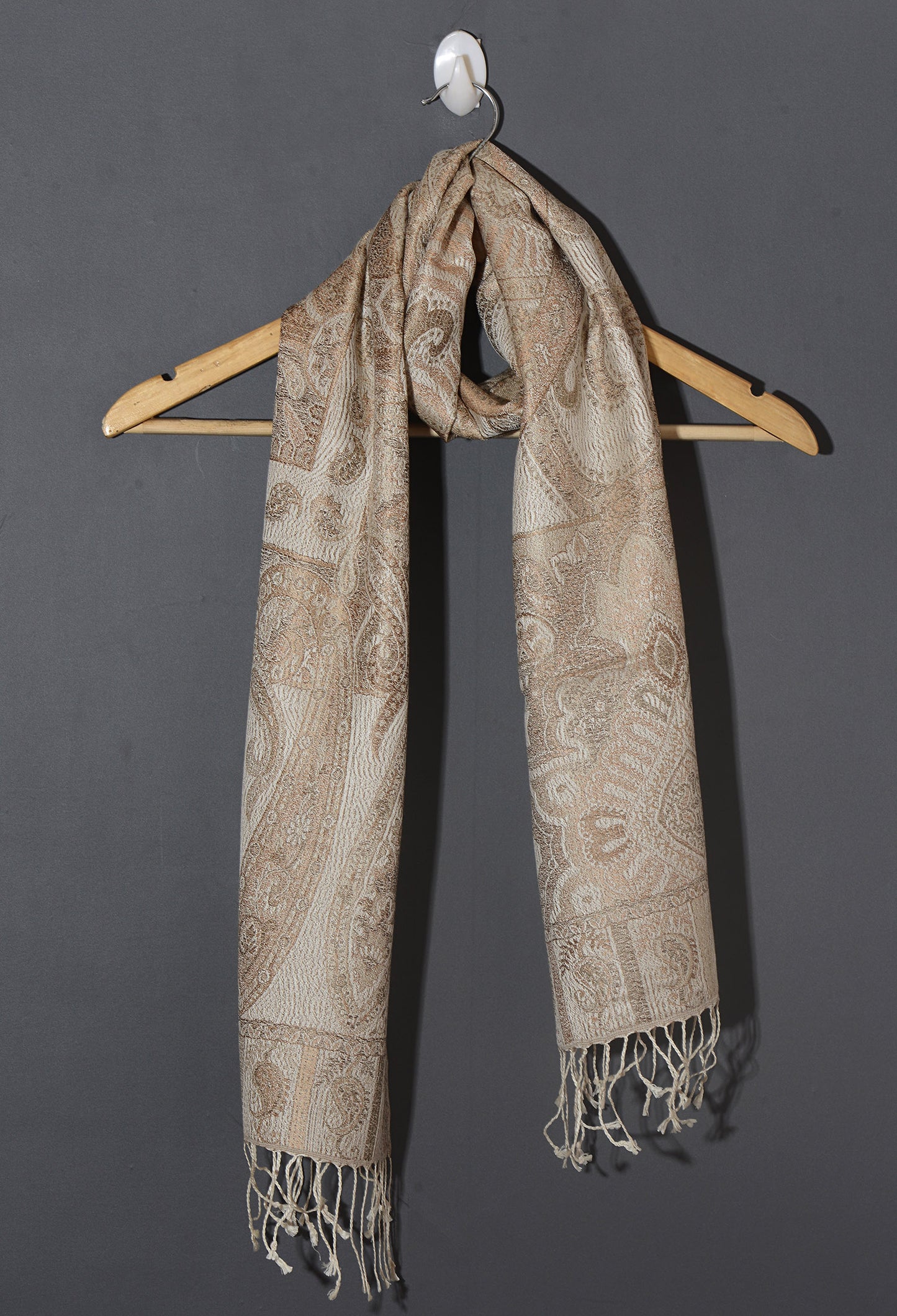 OMVAI Victorian Paisley Premium Woven Silk Stole - Nude Gold