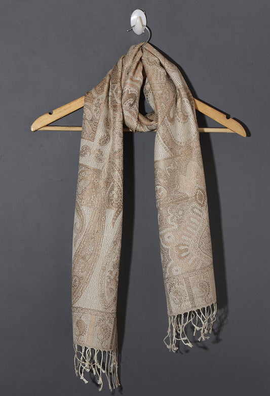 OMVAI Victorian Paisley Premium Woven Silk Stole - Nude Gold