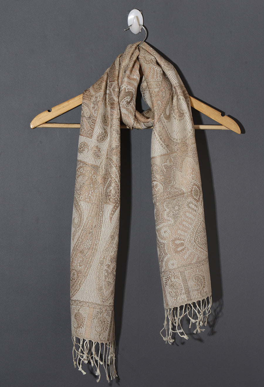 OMVAI Victorian Paisley Premium Woven Silk Stole - Nude Gold