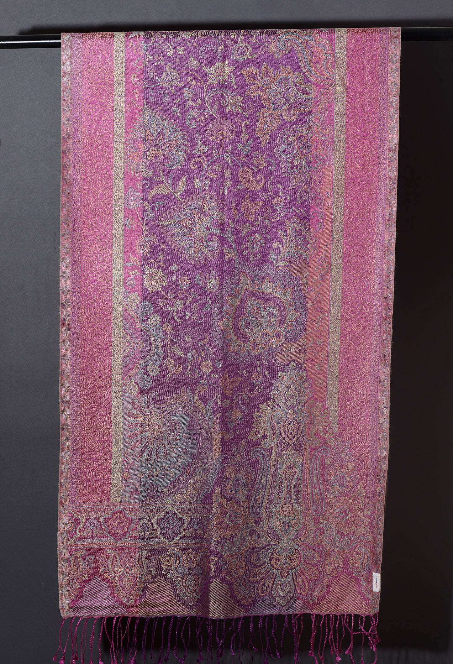OMVAI Ornamental Paisley Premium Woven Silk Stole - Lavender