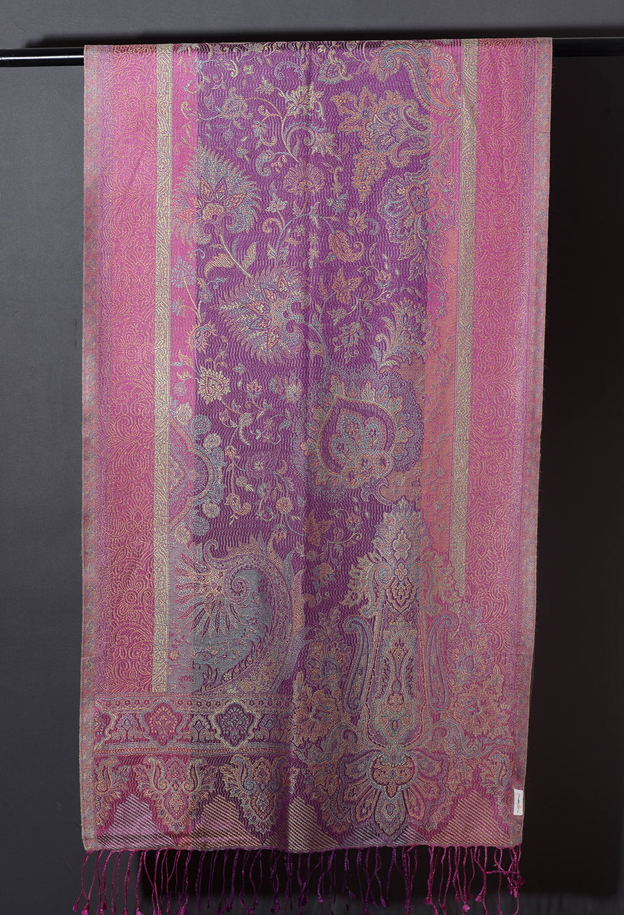 OMVAI Ornamental Paisley Premium Woven Silk Stole - Lavender
