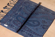 OMVAI Victorian Paisley Premium Woven Silk Stole - Blue Regalia