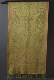 OMVAI Victorian Paisley Premium Woven Silk Stole -  Yellow Iris