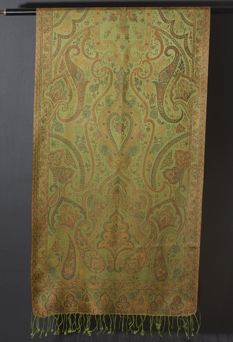 OMVAI Victorian Paisley Premium Woven Silk Stole -  Yellow Iris
