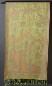 OMVAI Victorian Paisley Premium Woven Silk Stole -  Warm Yellow