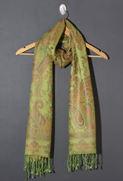 OMVAI Victorian Paisley Premium Woven Silk Stole -  Warm Yellow