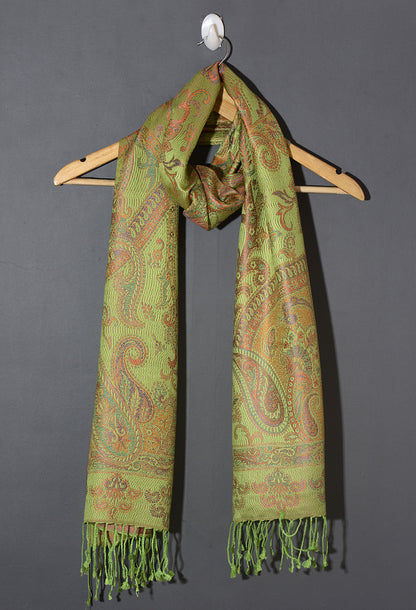 OMVAI Victorian Paisley Premium Woven Silk Stole -  Warm Yellow