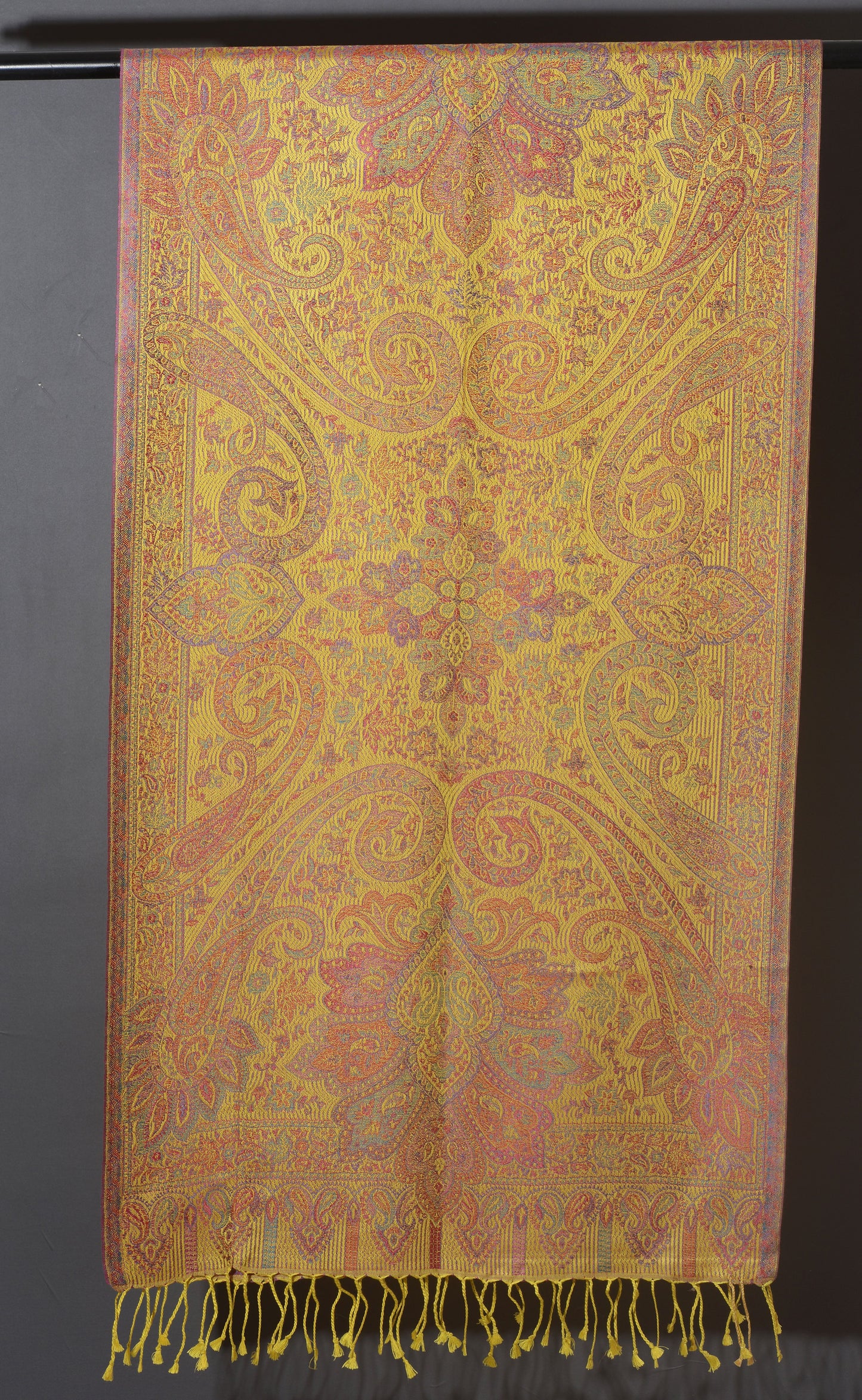 OMVAI Victorian Paisley Premium Woven Silk Stole - Sunshine Yellow