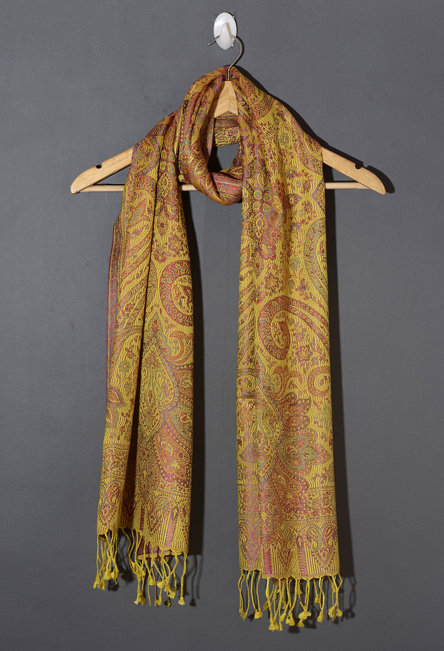 OMVAI Victorian Paisley Premium Woven Silk Stole - Sunshine Yellow