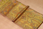 OMVAI Ornamental Paisley Premium Woven Silk Stole -  Pastel Yellow