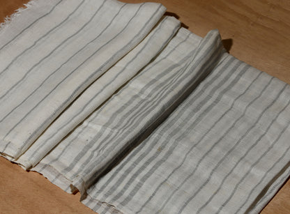 Linen Classic Stripes Stole - Silver Grey