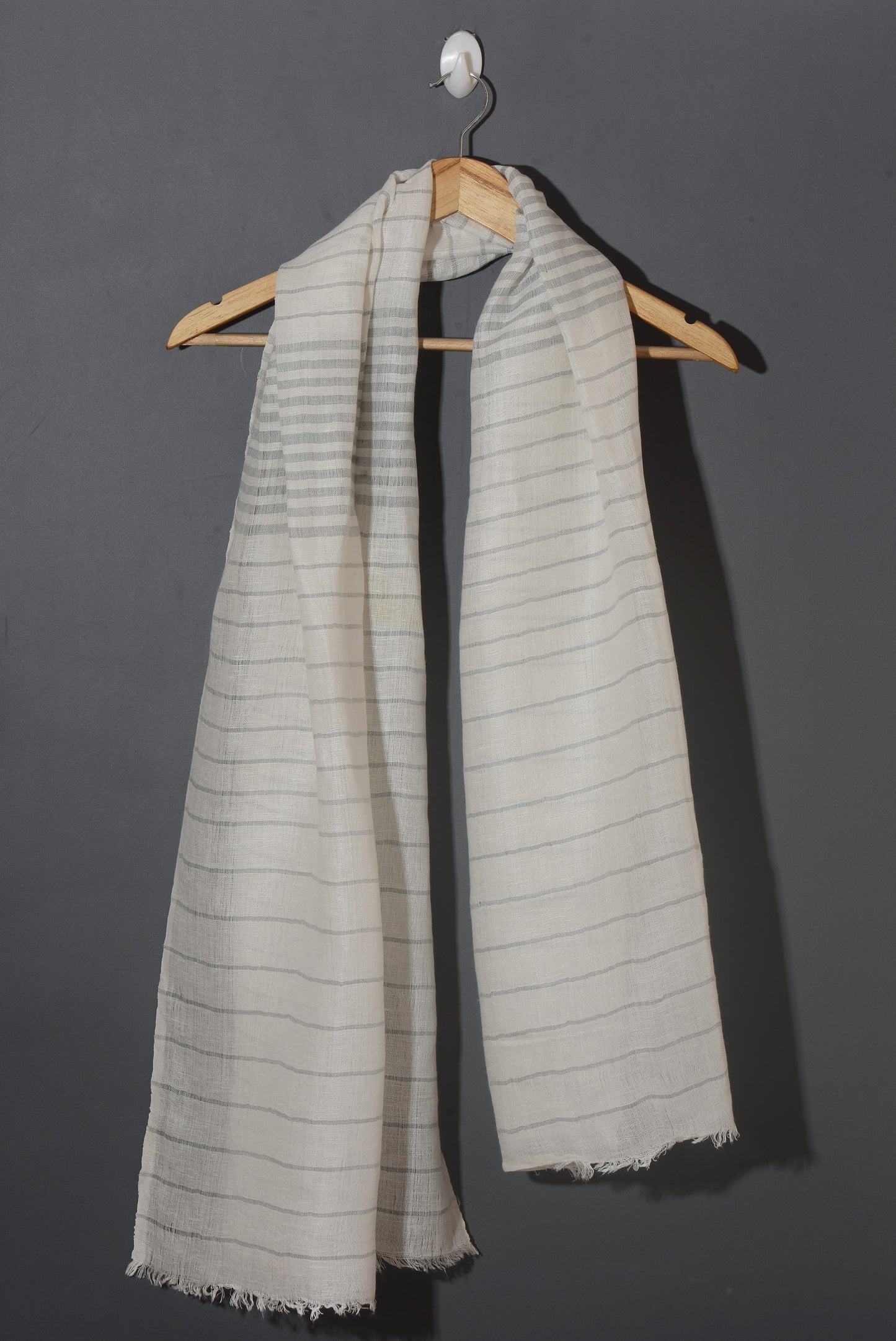 Linen Classic Stripes Stole - Silver Grey