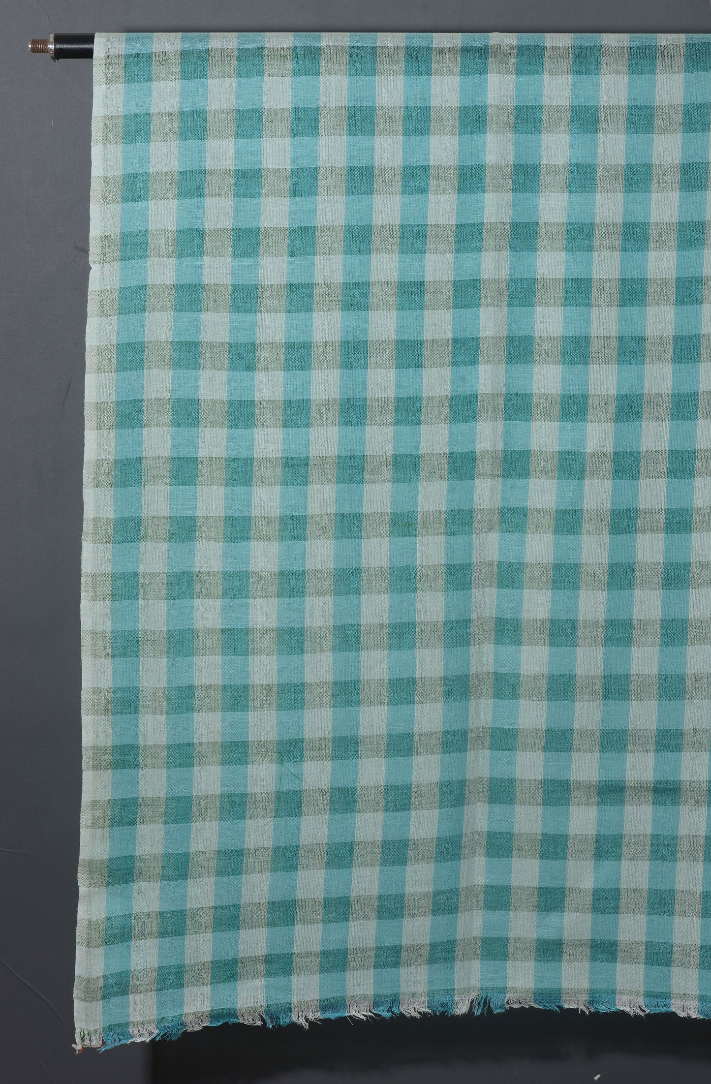 Linen Classic Gingham Checks - Turquoise Blue