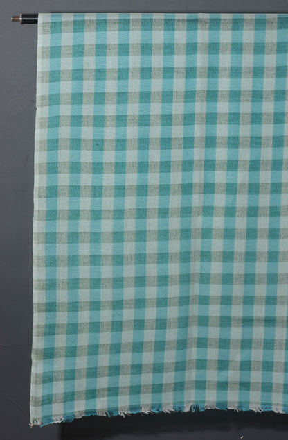 Linen Classic Gingham Checks - Turquoise Blue
