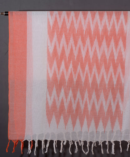 OMVAI The IKAT Dupatta with Tassels  - Classy Coral