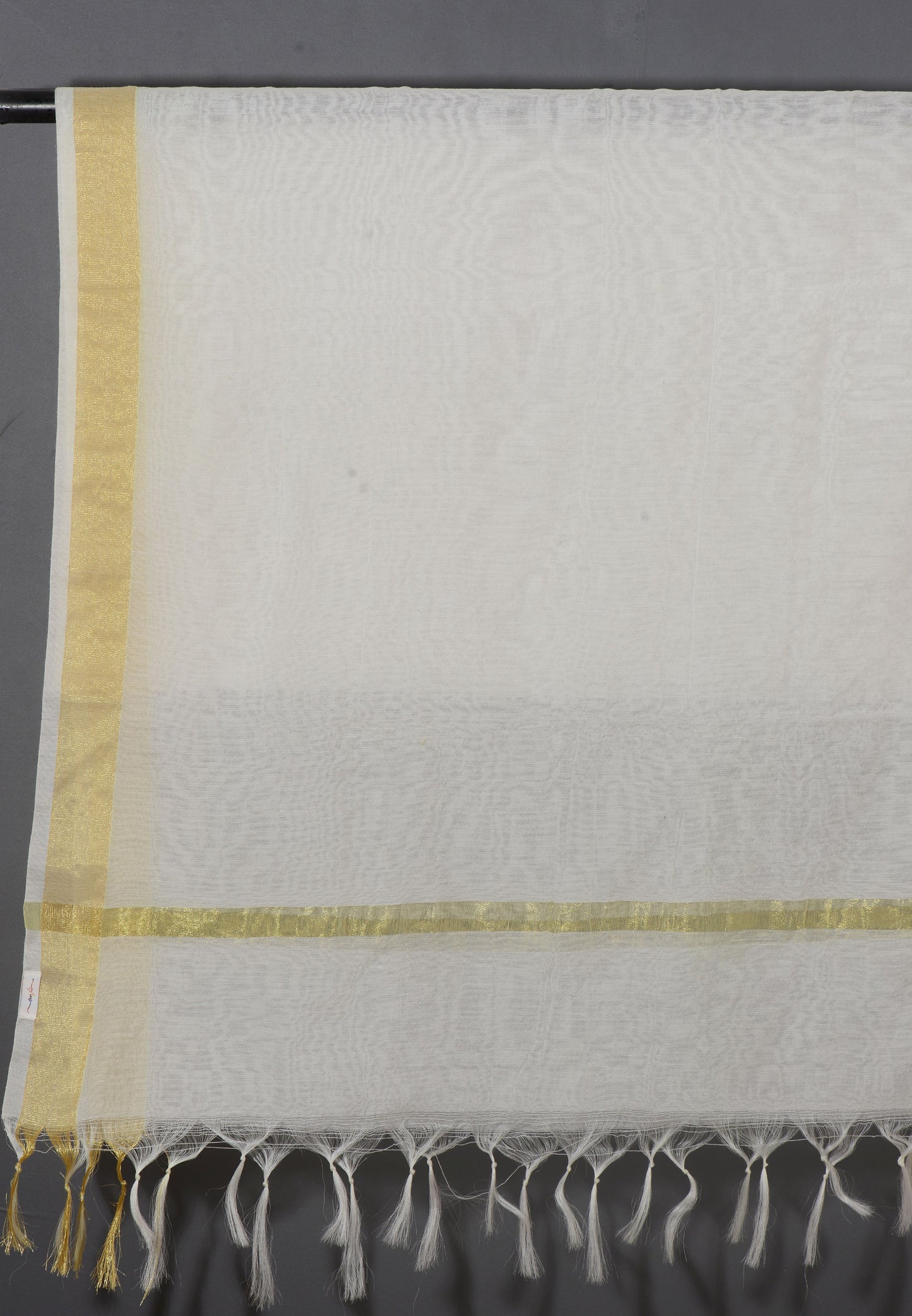 OMVAI Golden Border Chanderi Silk Dupatta - Pure White
