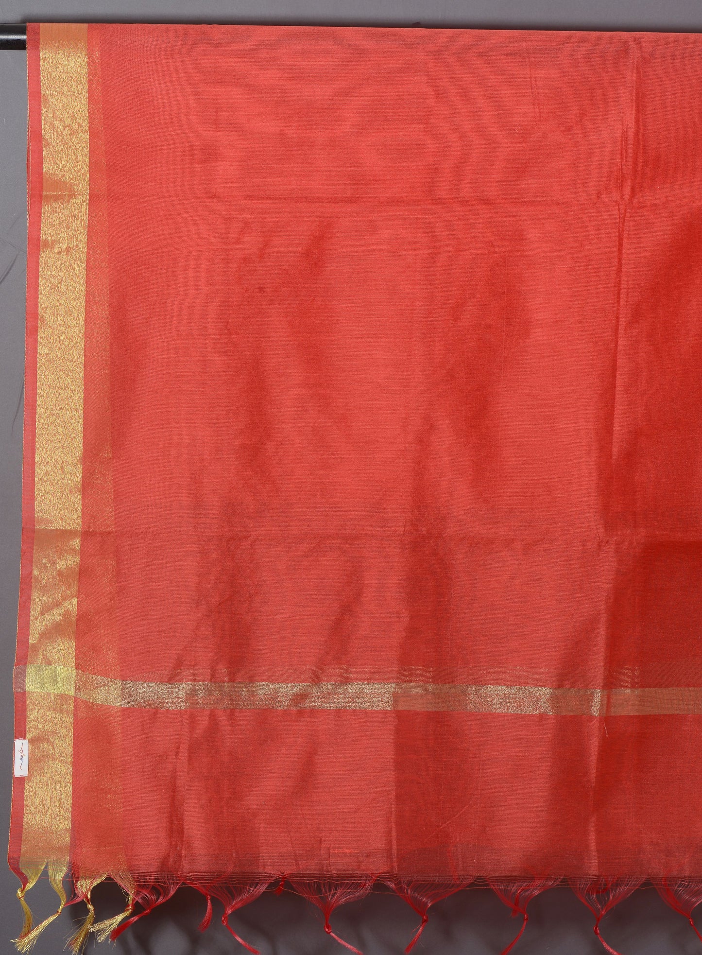 OMVAI Golden Border Chanderi Silk Dupatta - Royal Red