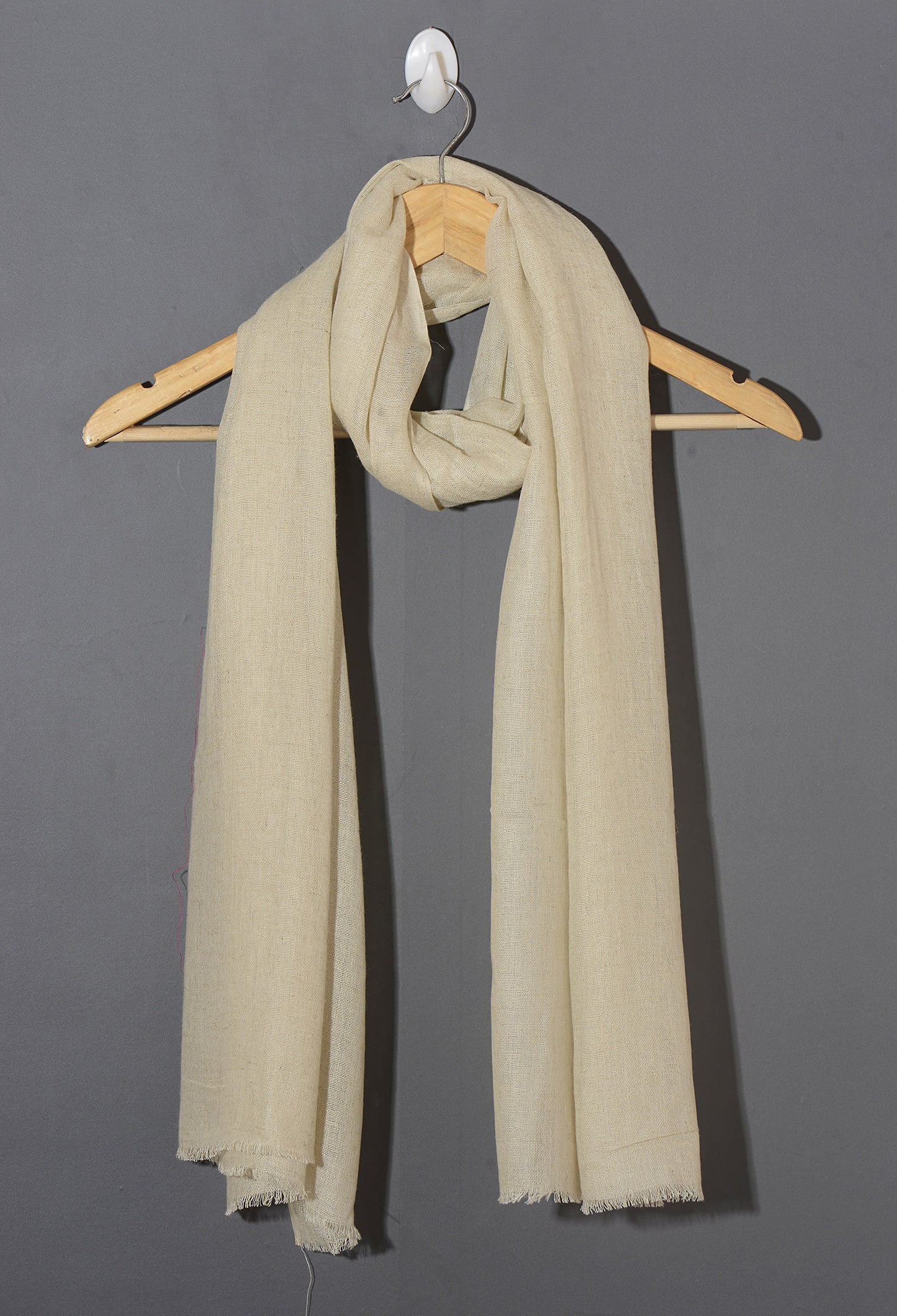 Ivory Solid Viscose Linen Stole