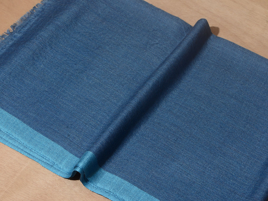 Striped Border Pashmina  -  Blue with sky border