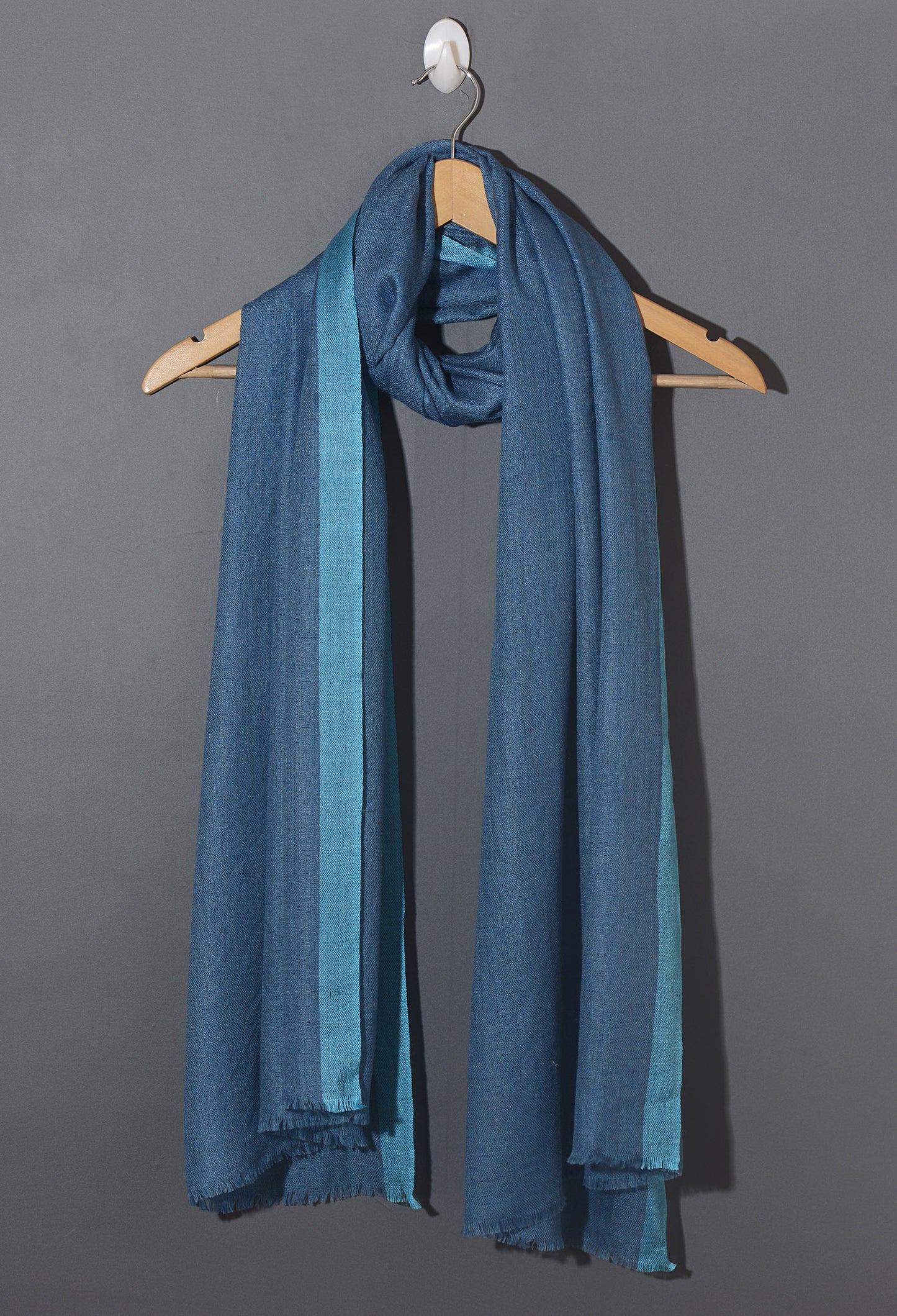 Striped Border Pashmina  -  Blue with sky border
