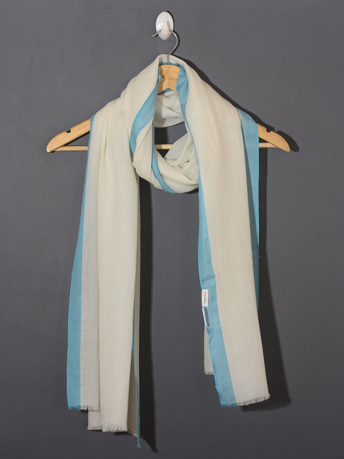 Turquoise Striped Border Pashmina Stole