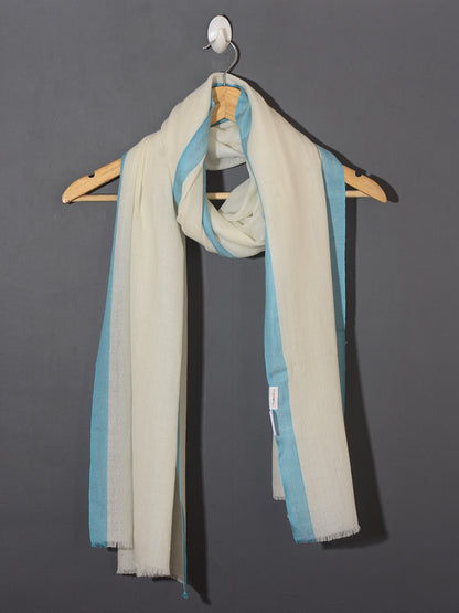 Turquoise Striped Border Pashmina Stole