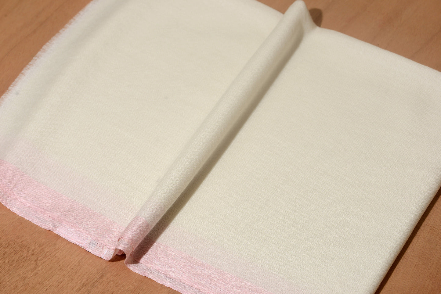 Powder Pink Striped Border Pashmina Stole