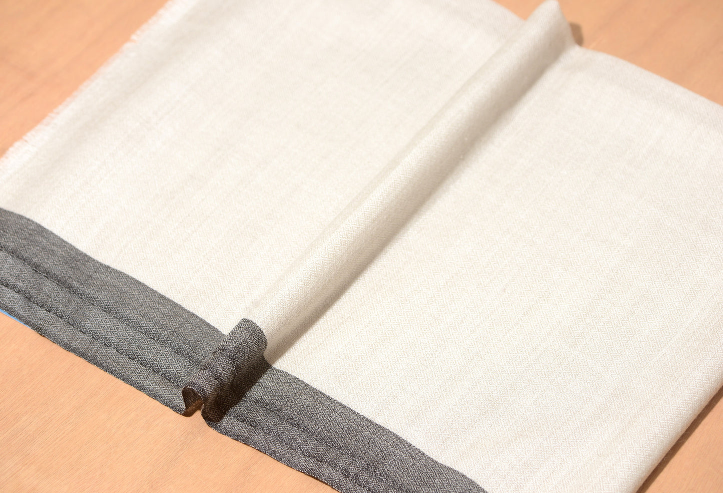 Charcoal Striped Border Pashmina Stole