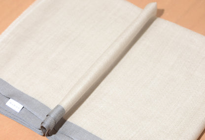 Grey Striped Border Pashmina Stole