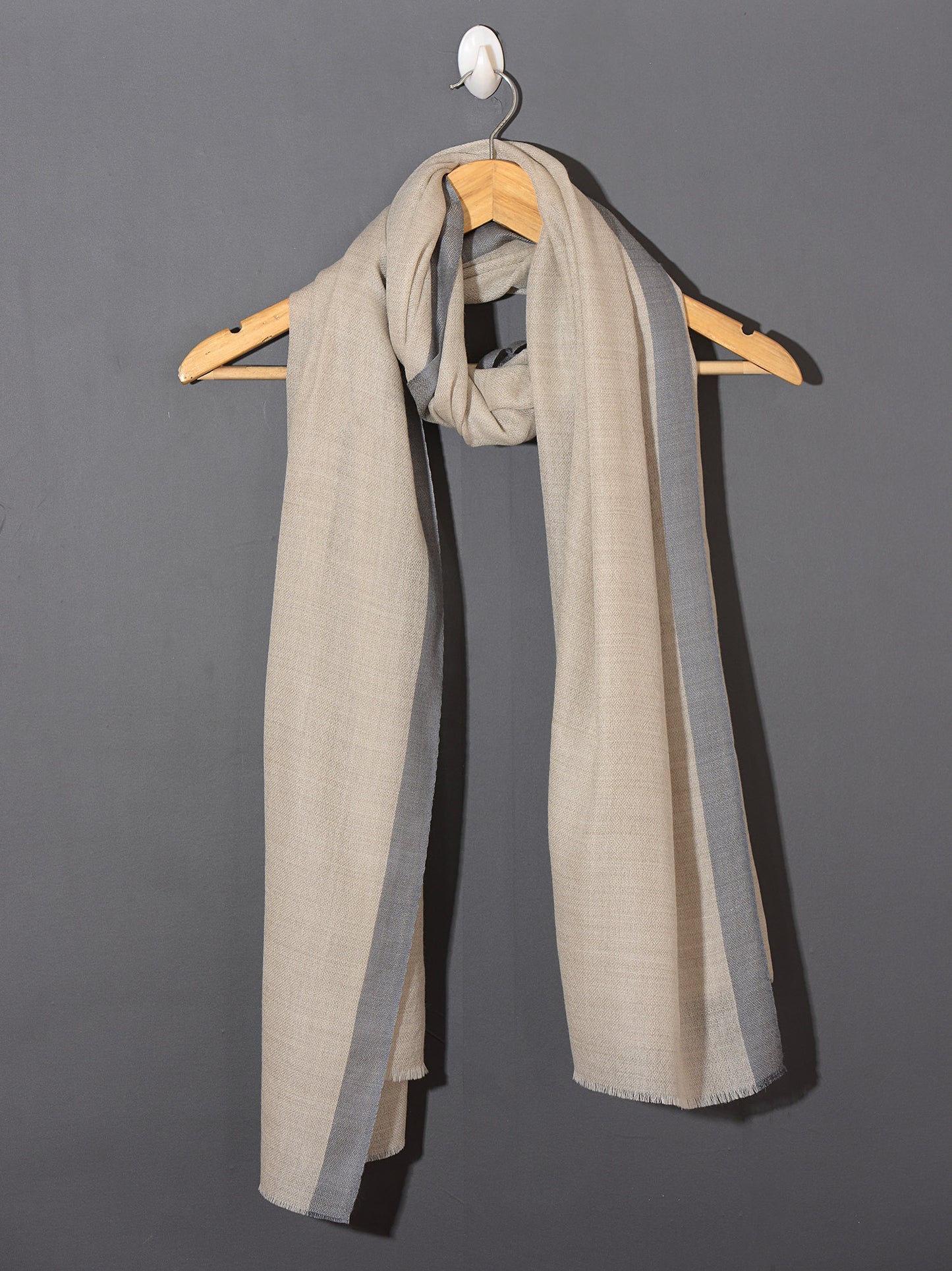 Grey Striped Border Pashmina Stole
