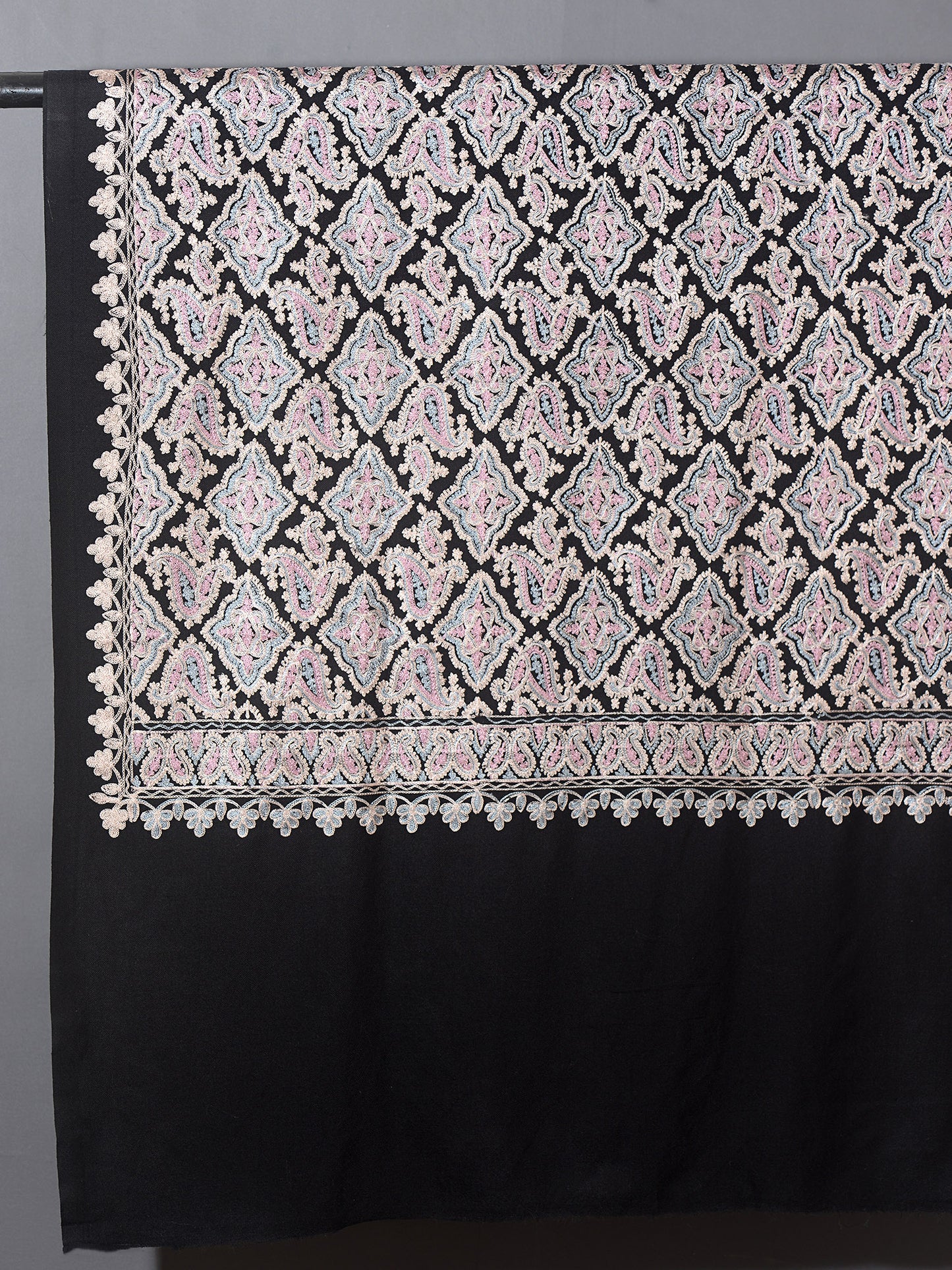 Rooh Exquisite Embroidered Stole - Midnight Black