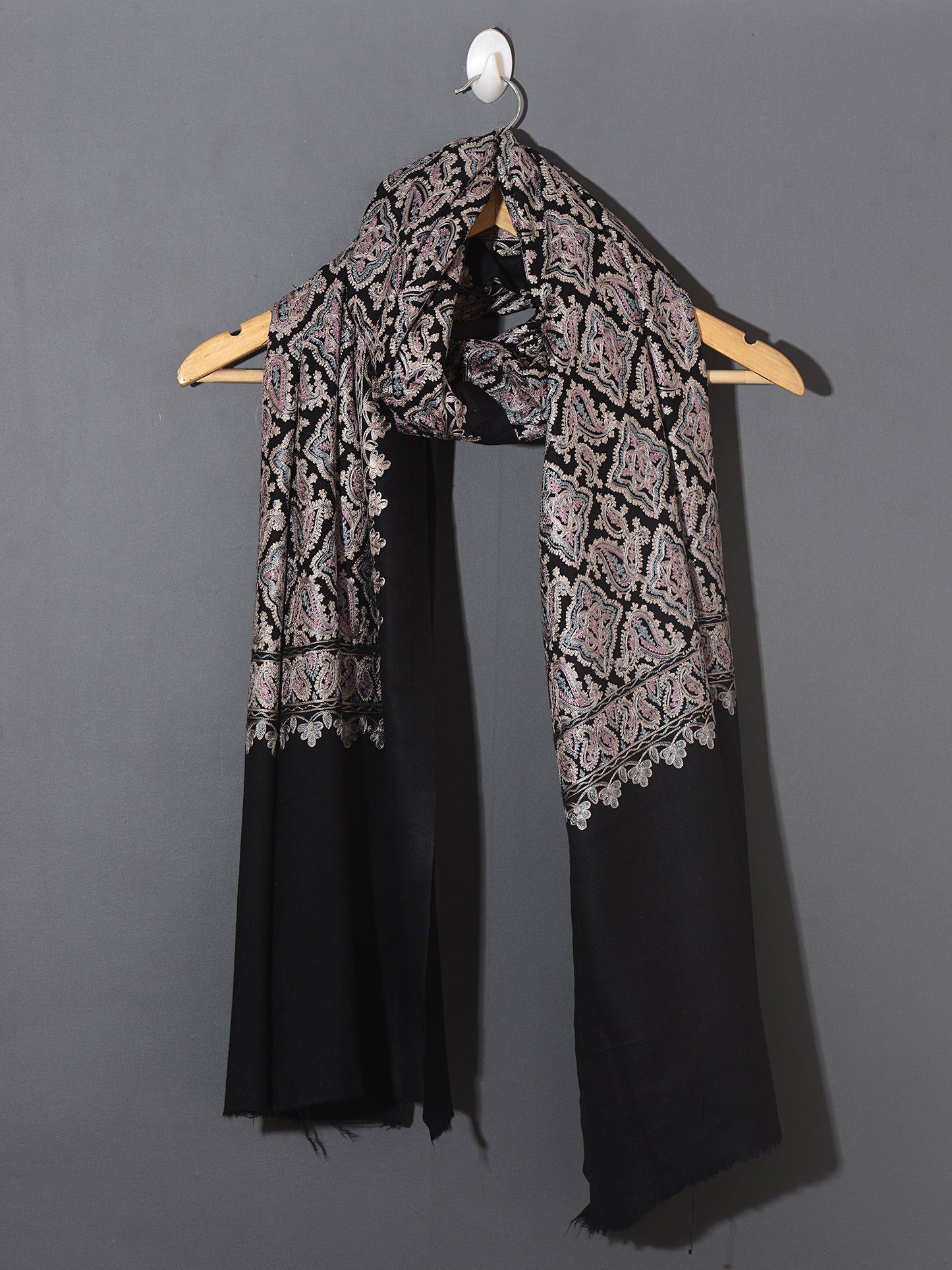 Rooh Exquisite Embroidered Stole - Midnight Black
