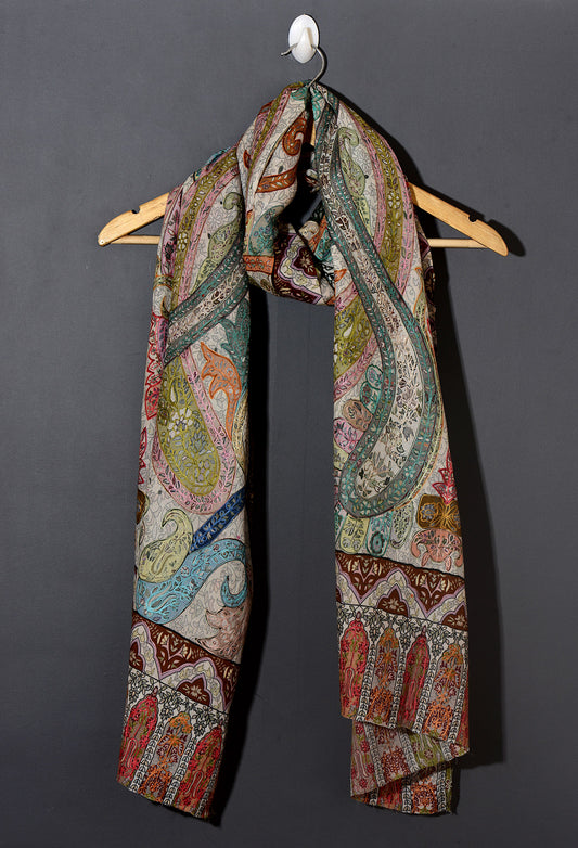 OMVAI Kalamkari Kani with Embroidery - Shades of Multi Bright