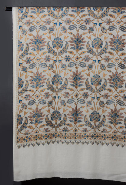 Sheen Exquisite Embroidered Stole - Pearl White