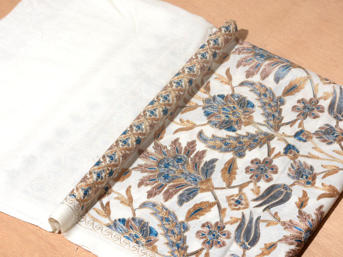 Sheen Exquisite Embroidered Stole - Pearl White