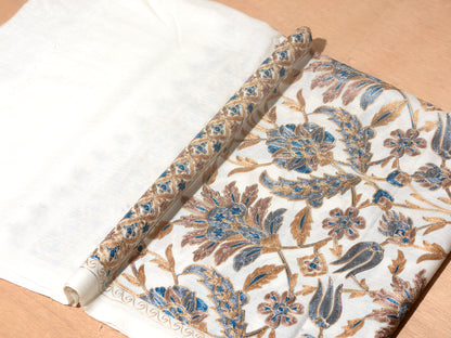 Sheen Exquisite Embroidered Stole - Pearl White