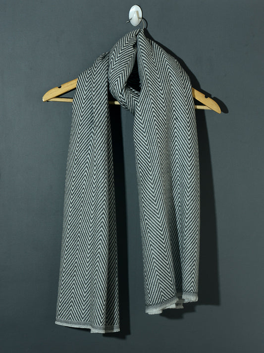 OMVAI Chevron Zig Zag Patterned Acrylic Stole- Premium Winter Wrap | Slate Gray
