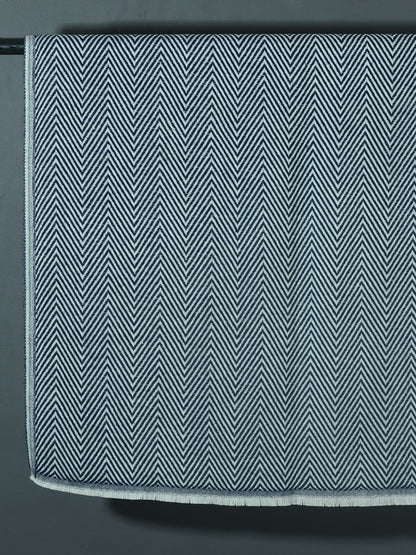 OMVAI Chevron Zig Zag Patterned Acrylic Stole- Premium Winter Wrap | Blue Navy