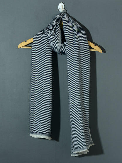 OMVAI Chevron Zig Zag Patterned Acrylic Stole- Premium Winter Wrap | Blue Navy