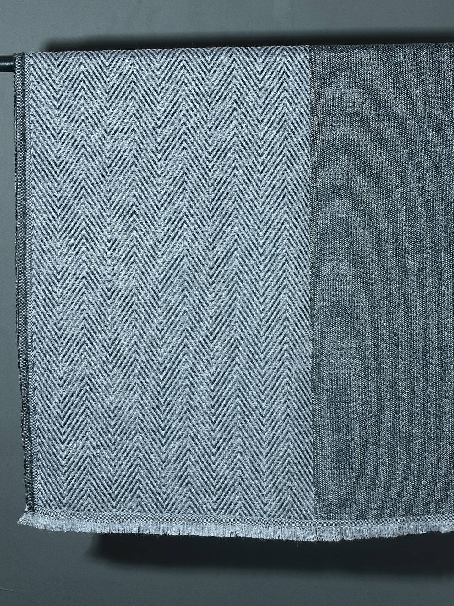OMVAI Chevron Zig Zag Patterned Acrylic Stole- Premium Winter Wrap | Shades of Gray