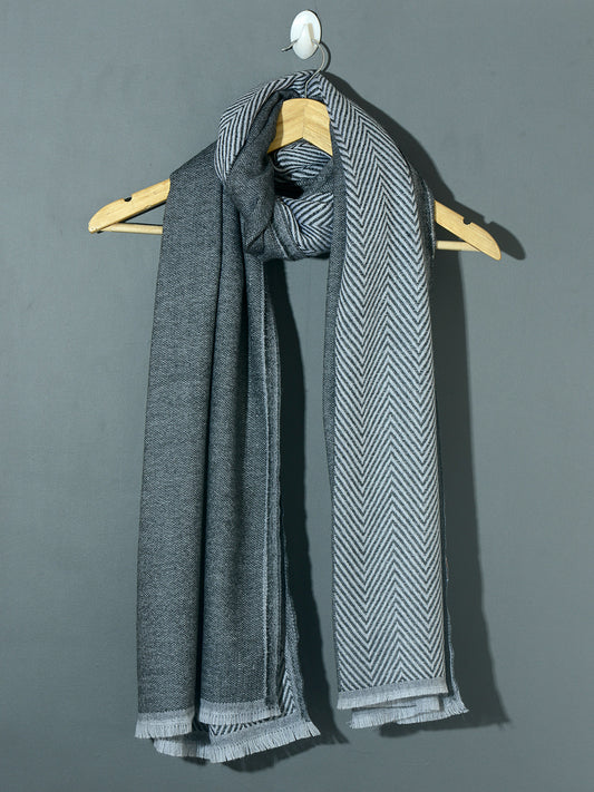 OMVAI Chevron Zig Zag Patterned Acrylic Stole- Premium Winter Wrap | Shades of Gray